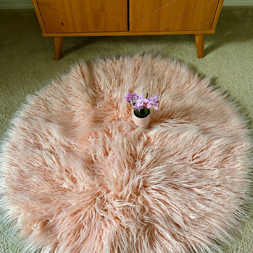Light Pink Shag Area Rug,Soft Plush Accent Rug for Bedroom, Dorm, or Girls Room - Picture 2 of 3